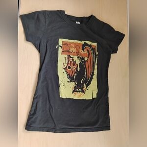 Bram Stoker Bat Noir Graphic Bat Print Black Tee Women's Size L (Fits M)